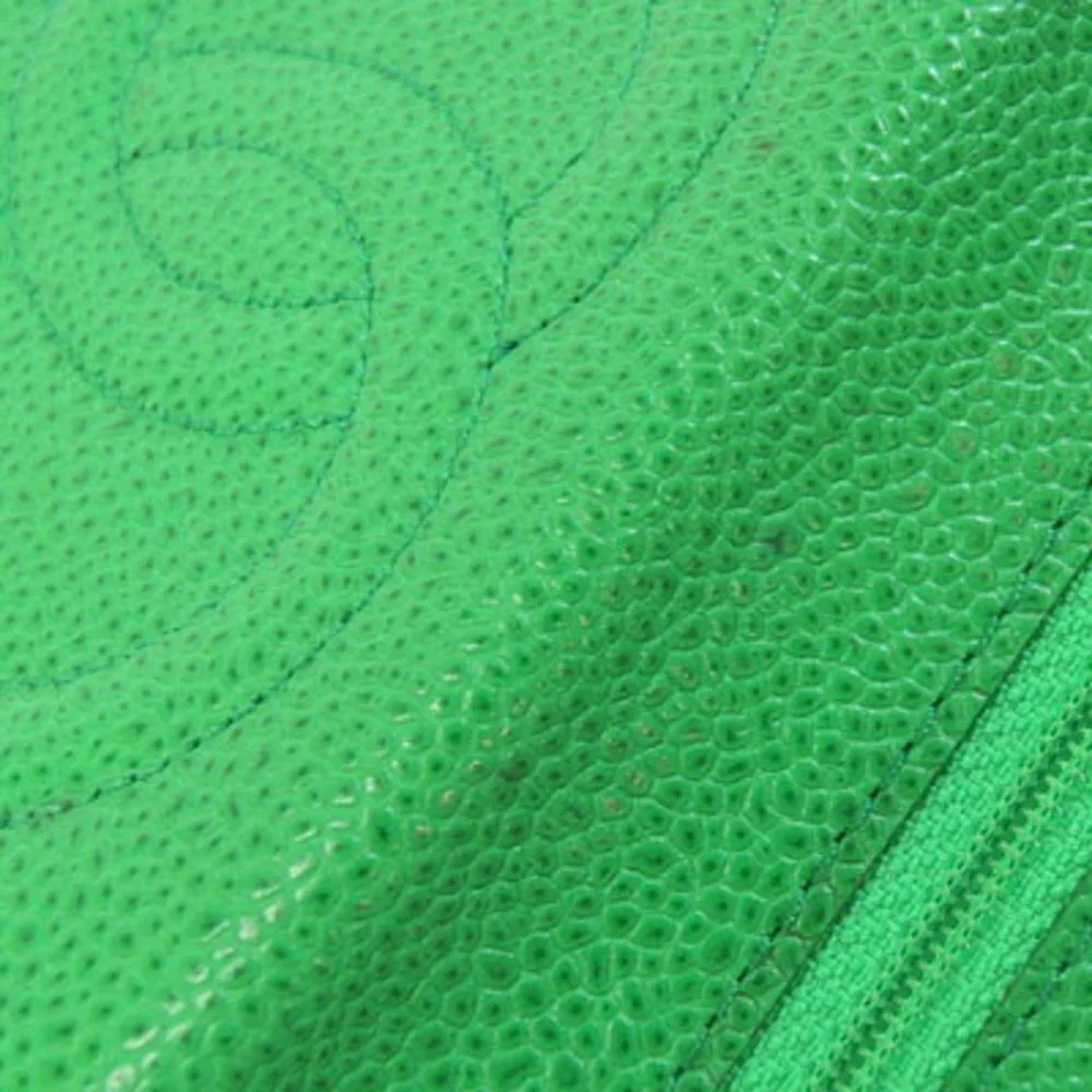 CHANEL Green Caviar Leather Logo Wallet